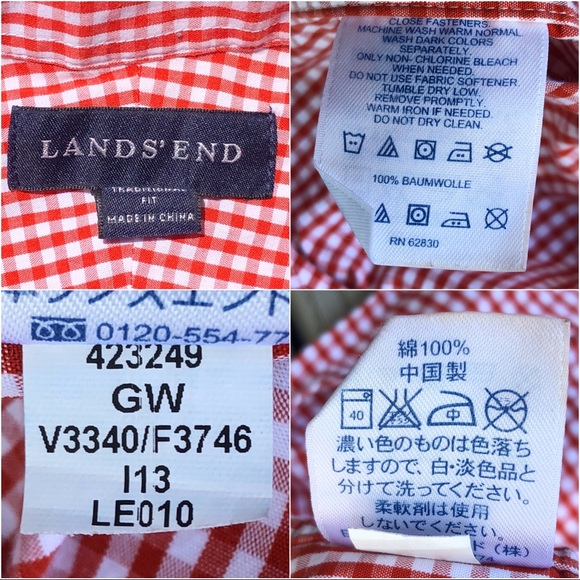 Lands End 100% cotton checkered button down shirtM - Picture 3 of 12